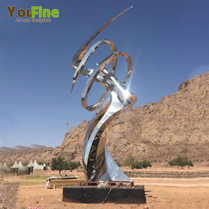 YOUFINE Scultura Moderna in Acciaio Inossidabile Lucidato a Specchio, Statua d'Arte Astratta per Decorazione da <span class=keywords><strong>Giardino</strong></span> - Product Image 4