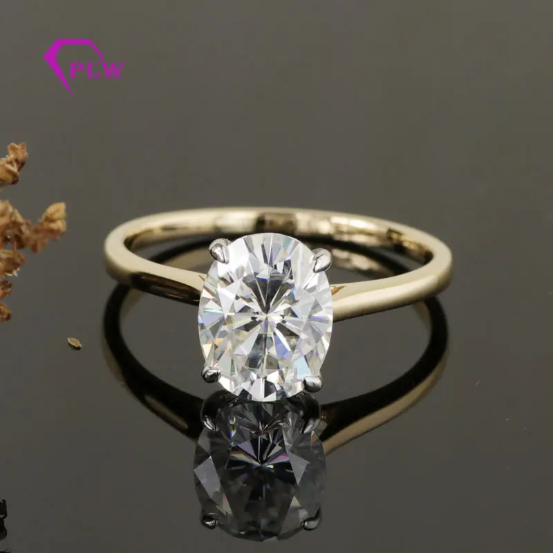 Mới Nhất 14K/18K Vàng Gold Oval Cut Moissanite Engagement Wedding Ring Solitaire Phụ Nữ