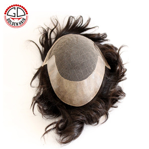 Piezas tejidas de cabello humano de encaje francés de alta calidad <span class=keywords><strong>para</strong></span> hombre negro - Product Image 3