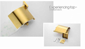 Portarotolo moderno in oro spazzolato con portarotolo impermeabile con coperchio - Product Image 3