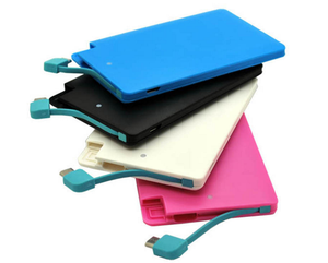 Batterie externe Li-Polymère 2500 mAh en forme de carte de crédit, design fin, entrée Micro USB, charge <span class=keywords><strong>rapide</strong></span>, sortie 5V, ABS+Métal - Product Image 4