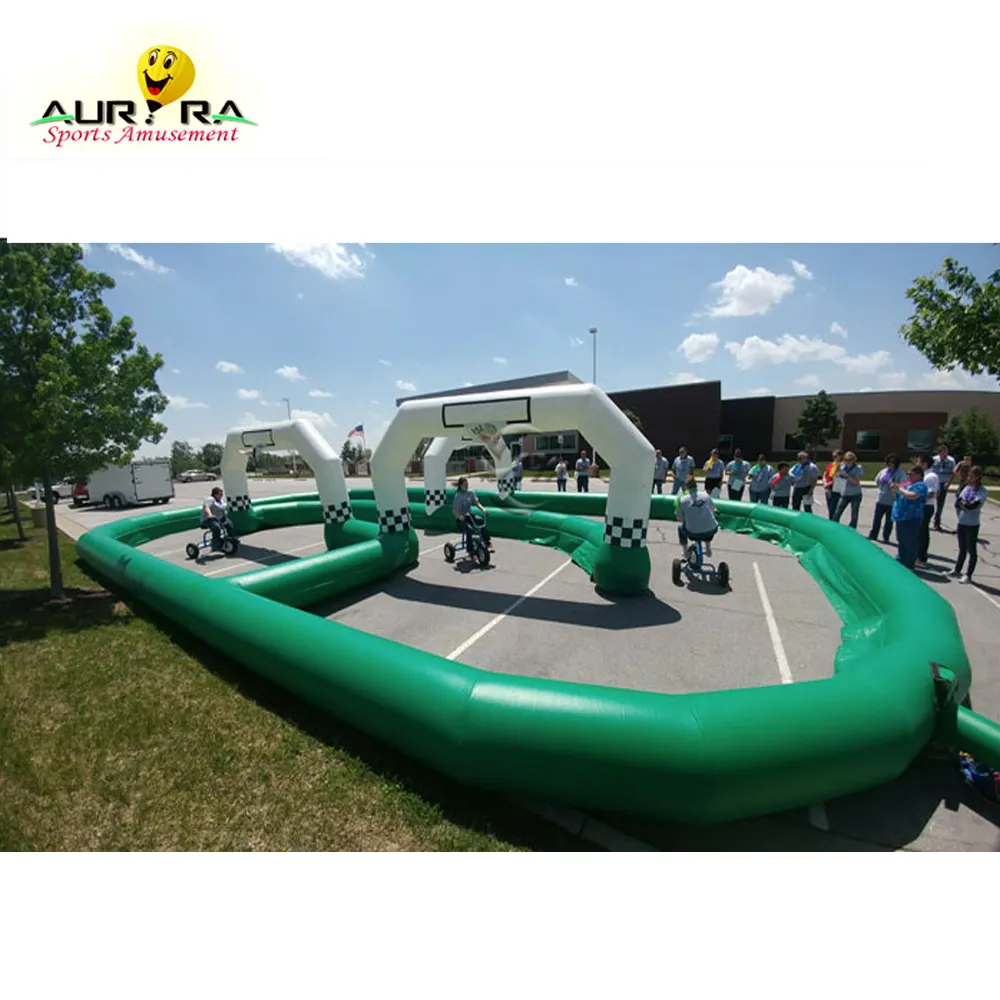 Aufblasbare gehen kart rennstrecke Outdoor aufblasbare track rennen für autoscooter Attraktive aufblasbare rennstrecke für trichter ball