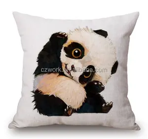 The Pandas Custom designs Hand Painted Linen Cotton 18 x 18-Inch Throw Cushion Pillow Cover