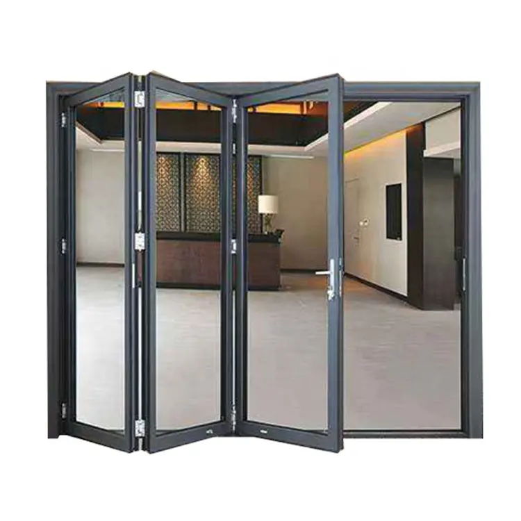 Doors Glass Standard Double Panel Aluminium European Modern Bifold Exterior Patio Sliding Door Swing Style Front House Folding