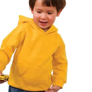 fleece knitted little kids plain yellow hoodie