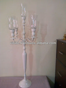 White <b>Candelabra</b> with Glass Votive/<b>CANDELABRA</b> CENTER PIECE DECORATION - Product Image 2