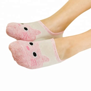 Fille drôle Invisible mince chaussettes pantoufles doux coton Animal <span class=keywords><strong>chat</strong></span> femmes été court coton décontracté chaussettes - Product Image 2