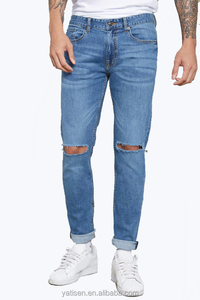 Phong Cách Mới Của Người Đàn Ông Stonewashed Cotton Mỏng Tùy Chỉnh Ripped Denim Jeans Thẳng In Mô Hình Thoáng Khí Và Không Thấm Nước Tính Năng - Product Image 5