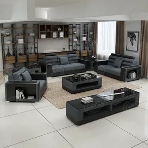 Foshan funiture city modern living room leather sofa set 3 2 1 seater