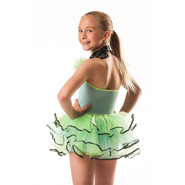 Fresh green baby girl tutu dress latin dance dress