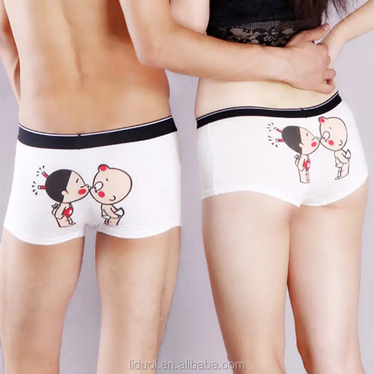 nk055 Multicolored cartoon kiss pattern pair underwear show a big magic weapon of love panty