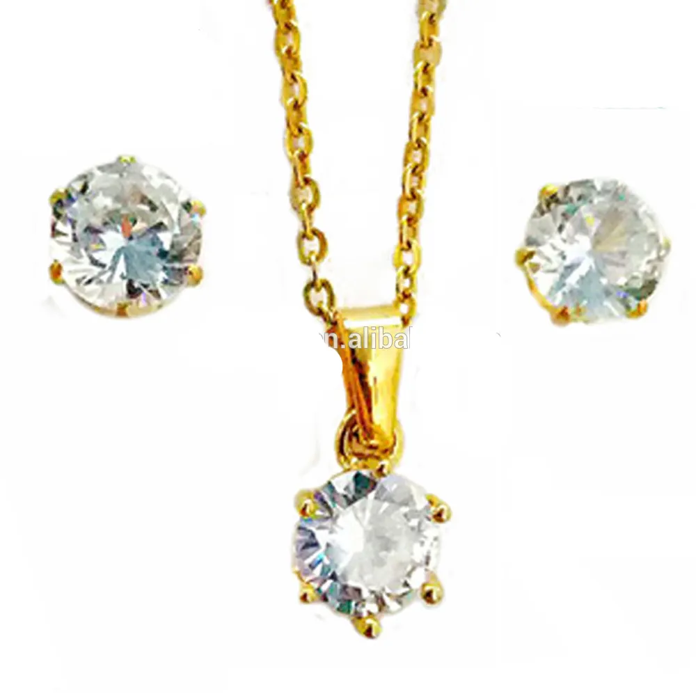 Olivia Colorful Zircon Crystal Round Women Jewelry Bridal American Diamond Necklace Sets