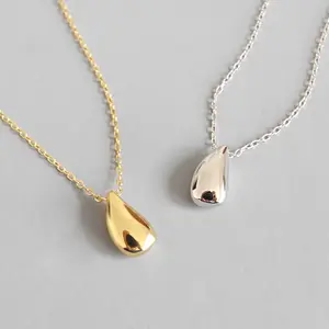 925 Sterling Silver Necklace Water Drop 18 18k Gold Plated Necklace For Women