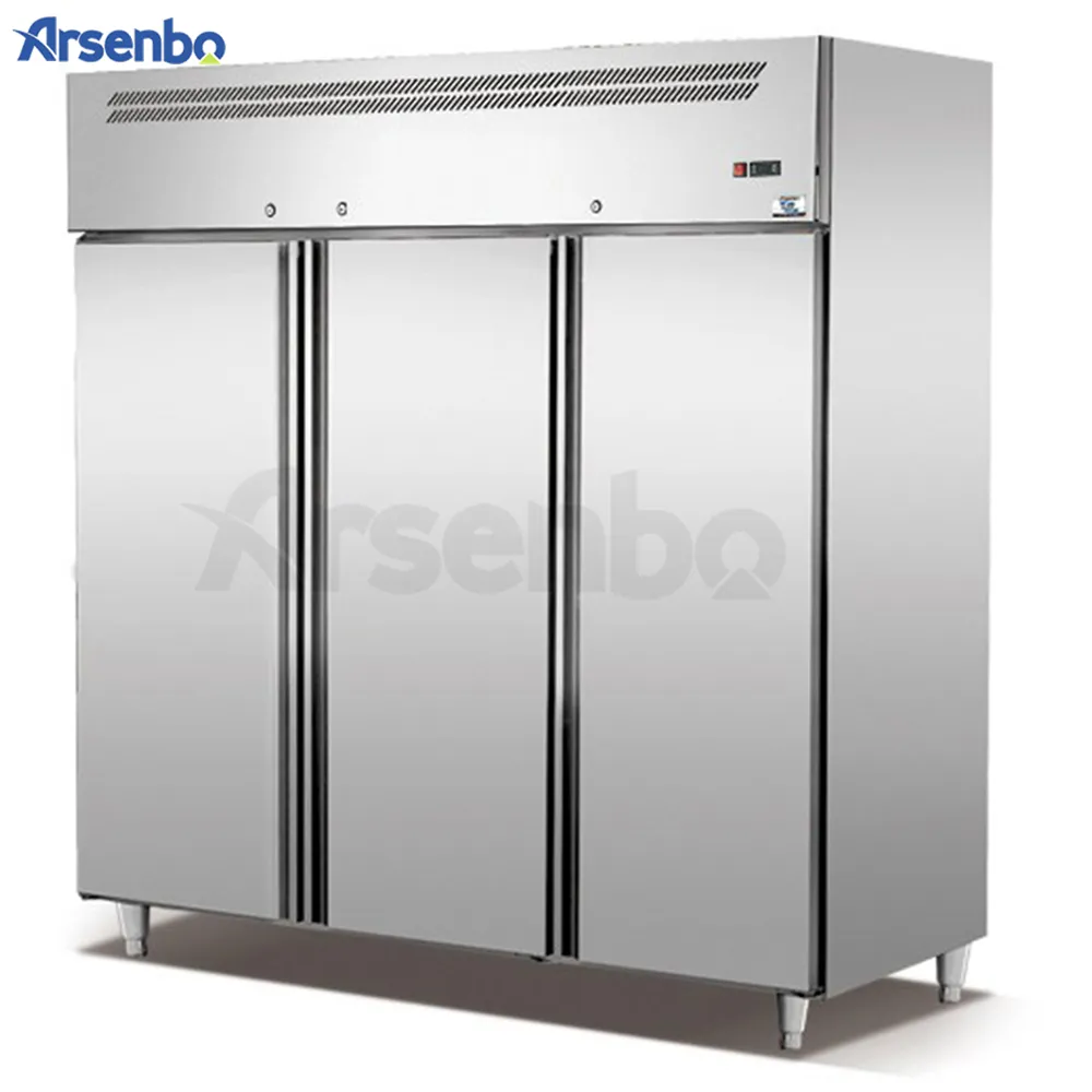 อาร์เซนโบหรูหรา42 GN กระทะห้องครัวโรงแรมแนวตั้ง3ประตูตู้เย็นอุณหภูมิคู่ตู้เย็นตู้แช่แข็งในเชิงพาณิชย์