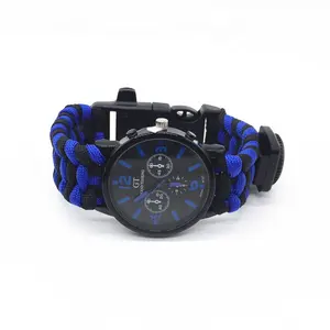 Cola de armadura de estilo paracord reloj banda kit de supervivencia brújula camping para hombres