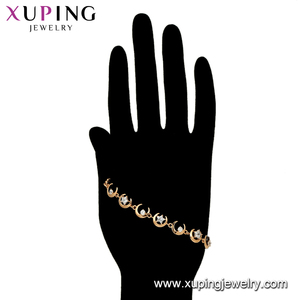75819 Xuping Fashion Gift Jewelry Gold Plated Moon and <strong>Star</strong> Shape Crystal Charm Bracelet - Product Image 6