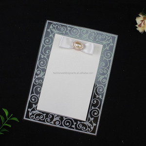 Invitation <span class=keywords><strong>de</strong></span> <span class=keywords><strong>mariage</strong></span> élégante <span class=keywords><strong>de</strong></span> style européen avec nœud en perles, en acrylique, avec enveloppe et cartes d'invitation en PVC transparent - Product Image 1