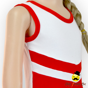 Vestido Deportivo de Verano sin Mangas <span class=keywords><strong>Rojo</strong></span> y Blanco para Niña, de Algodón, para Animadoras - Product Image 4