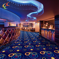 Moquette Jacquard à poils coupés pour bars et KTV, motif Wilton bleu, lavable et résistante aux taches, hauteur de poils 8 mm, en polypropylène, en stock