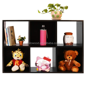 Modern <strong>Black</strong> 6-Cube <strong>Book</strong> Organizer Home Office General Use Storage <strong>Shelf</strong> for Apartment Workshop Warehouse Panel Wood Style - Product Image 3