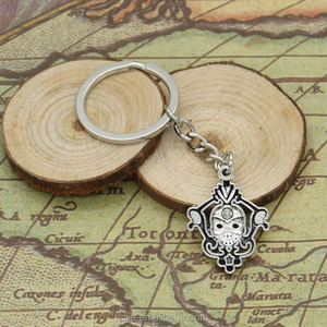 Joyería de moda 30mm Cadena Dominante Del Metal Del Anillo Llavero de Plata <span class=keywords><strong>Antigua</strong></span> Plateada cráneo totem 32*22mm Colgante - Product Image 3