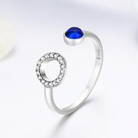Bague dubai gr080 en Zircon bleu avec manchette ajustable, anneau à pierres précieuses, en argent 925, bijoux pour femmes