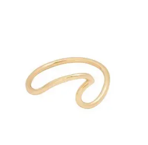 אופנה 925 כסף סטרלינג נשים דק עם גלים לערום טבעת 18k זהב מצופה