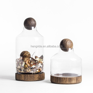 Terrarium Glass Dome Cloche mit Holz sockel schmücken eine schöne Kuppel Luft pflanze Glas birne Miniatur - Product Image 3