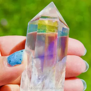 愈合彩虹天使光环透明石英塔电镀水晶塔水晶点
