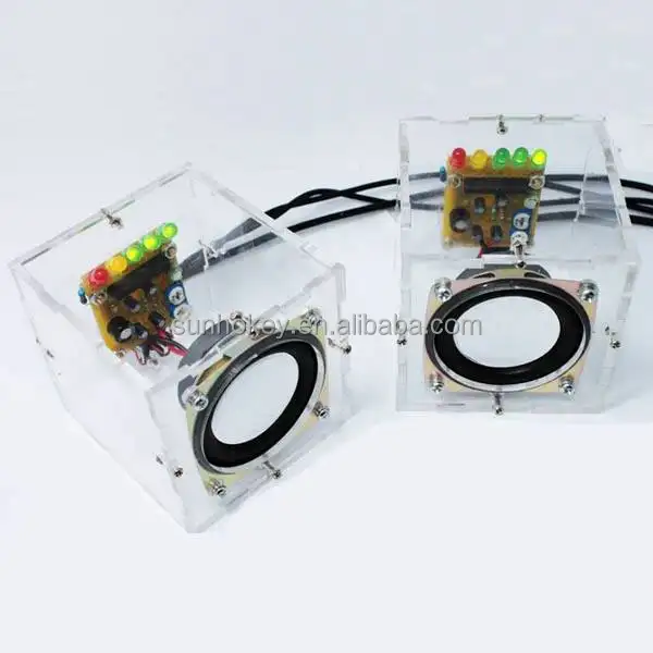 DIY Mini amplifikatör hoparlör kiti şeffaf hoparlör elektronik öğrenme kiti