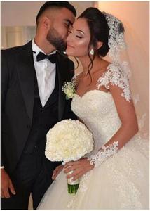 <span class=keywords><strong>Abito</strong></span> da <span class=keywords><strong>sposa</strong></span> gonfio in pizzo con applicazioni musulmane in rilievo <span class=keywords><strong>abito</strong></span> da <span class=keywords><strong>sposa</strong></span> a maniche lunghe <span class=keywords><strong>bianco</strong></span> avorio personalizzato economico MWA215 - Product Image 4