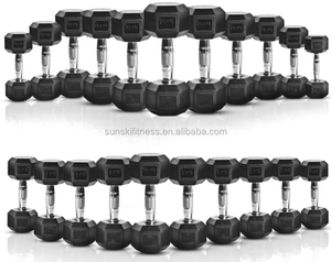 New high quality rubber gum dumbbell hex set, barbell color coated hexagonal dumbbell - Product Image 1