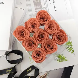 Großhändler Ewige Rose Valentinstag Geschenke für immer Blume Acryl Infinity Rose Box Konservierte Rosen