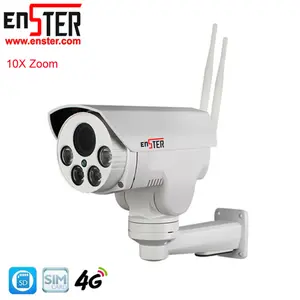 Double Antena 10X Zoom 5-50MM Keamanan WiFi Nirkabel 4G Lte IP PTZ Kamera Luar Ruangan dengan Slot Kartu Sim