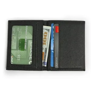 优质超薄皮革卡夹塑料身份证窗口皮革卡夹双折皮革卡片钱包最佳工艺