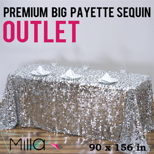 <span class=keywords><strong>Nappe</strong></span> Rectangle à Paillettes Grande Payette Argentée <span class=keywords><strong>de</strong></span> Qualité Supérieure 90X132 "90X156'' pour Mariage - Product Image 4