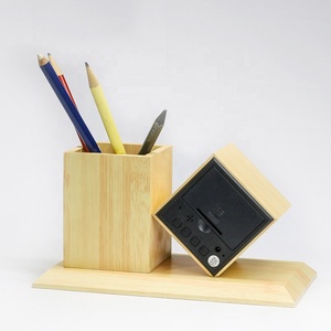 KH-WC010 Tùy Chỉnh Đứng <span class=keywords><strong>Fancy</strong></span> Văn Phòng Máy Tính Để Bàn Đa Chức Năng Bàn Quà Tặng Bút Gỗ Chủ Với Kỹ Thuật Số LED Đồng Hồ Báo Thức - Product Image 5