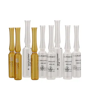 Ampollas de vidrio de inyección, transparente, ámbar, Impresión de pantalla, alta calidad, 1ml, 2ml, 5ml, 10ml