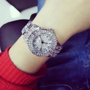 Crystal Thép Không Gỉ Analog Quartz Đồng Hồ Đeo Tay Nữ Đồng Hồ Đeo Tay Nữ Bling Bling