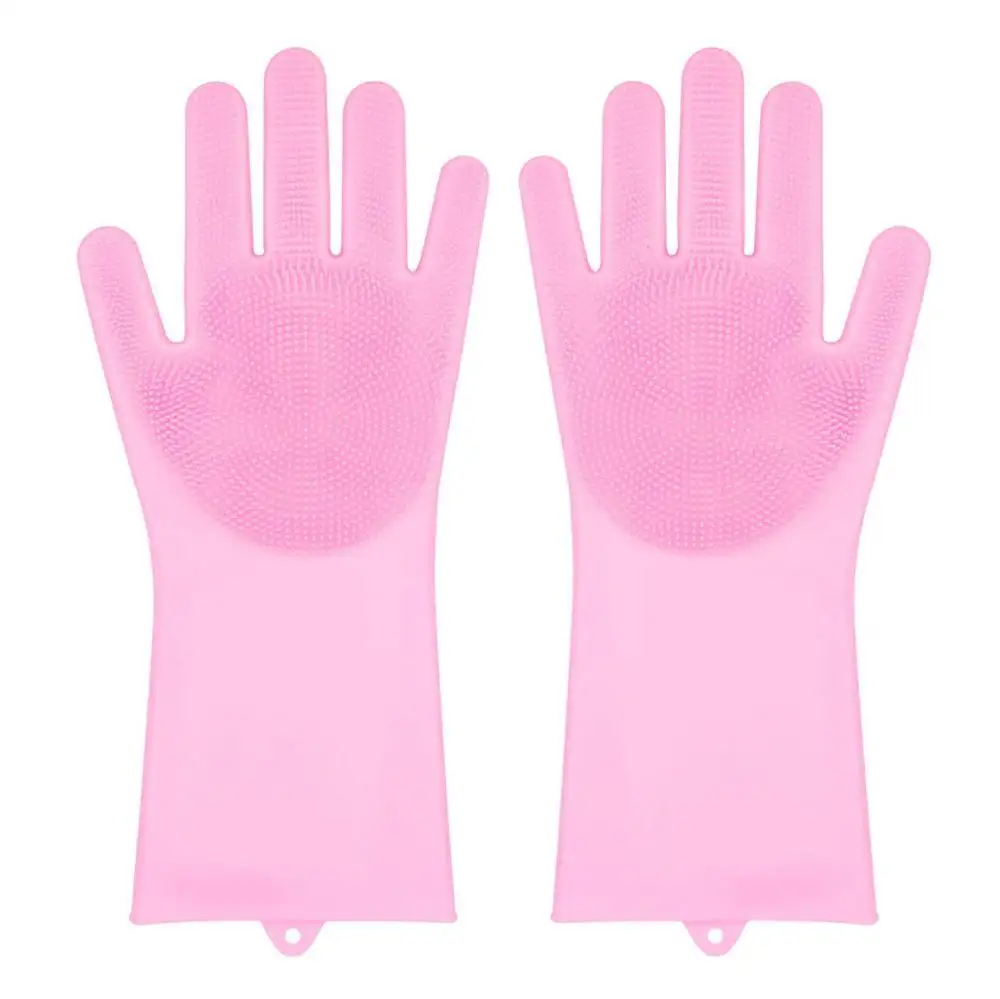 USSE hot selling food grade waterproiof dishwashing glove, reusable kitchen cleaning 5 fingers silicone magic scrubber glove