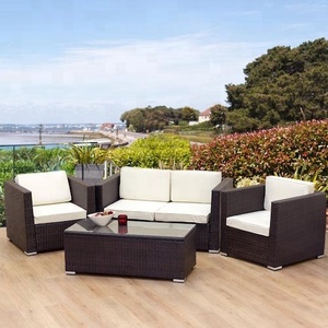 Juego de muebles de ratán de 4 piezas marrón oscuro - Product Image 1