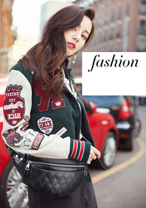 Elegante marsupio trapuntato da <span class=keywords><strong>donna</strong></span> stile Vintage marsupio in pelle nera con chiusura a cerniera impermeabile e Design divertente - Product Image 6
