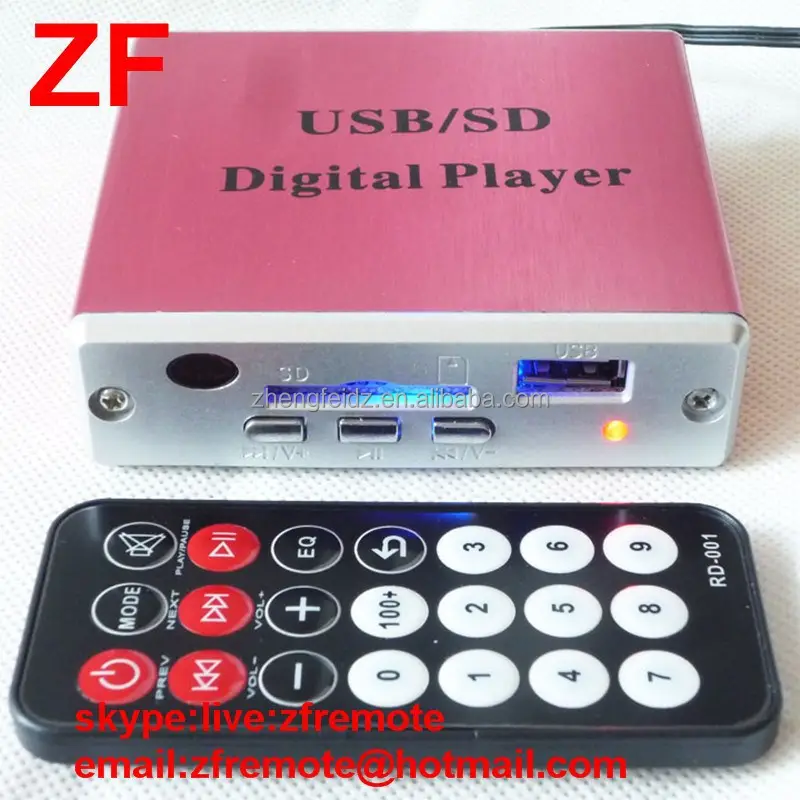 21 Keys บางส่วนระยะไกล RD-001 Usb/sd เครื่องเล่นดิจิตอล MP3ถอดรหัสเครื่องเล่นเสียงที่มีความจงรักภักดีสูงเสียงเครื่องขยายเสียงเปลี่ยนบัตร