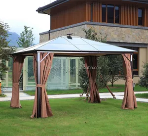 Tente gazébo en panneau aluminium, imperméable, avec lumière solaire