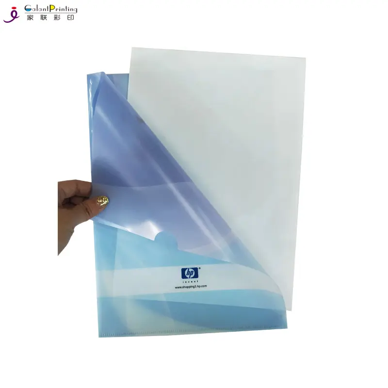 PVC File Folder Plastic Clear L Shape PP Custom Design Printing Presentation Folder A4 Size Accept Customized Logo Paper Carton