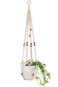 ที่แขวนกระถางต้นไม้ทำด้วยมือทำจากผ้าที่มีสไตล์เป็นมิตรกับสิ่งแวดล้อมของตกแต่งบ้านทำจาก macrame ออร์แกนิก100% ในร่มและกลางแจ้ง - Product Image 5