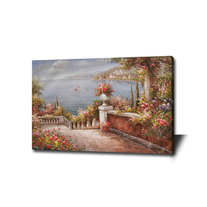 Tableau mural en couteau à palette sur toile, paysage marin méditerranéen bien peint, art côtier italien, peintures à l'huile de paysage - Product Image 4