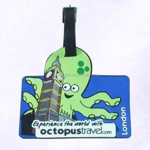 Export Customized octopus shape soft pvc luggage tags cartoon kangaroo silicone luggagae tags for promotion