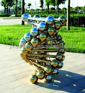 Modern stainless steel ball sculpture like DNA for garden decoration