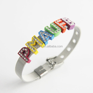 Breloques coulissantes en argent avec strass grecs colorés pour bracelets et ceintures de 8 mm, breloques coulissantes personnalisées - Product Image 3